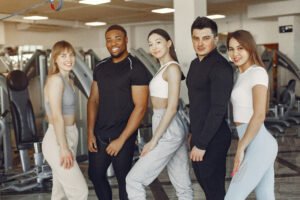sports group standing in a gum