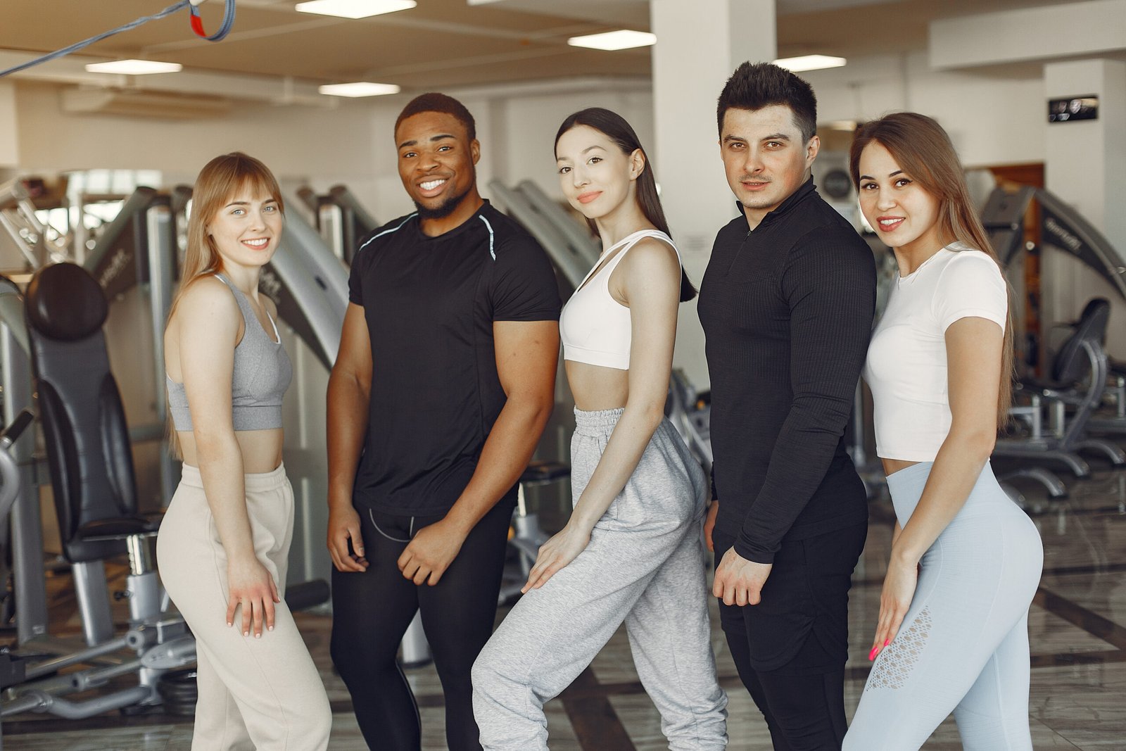 sports group standing in a gum